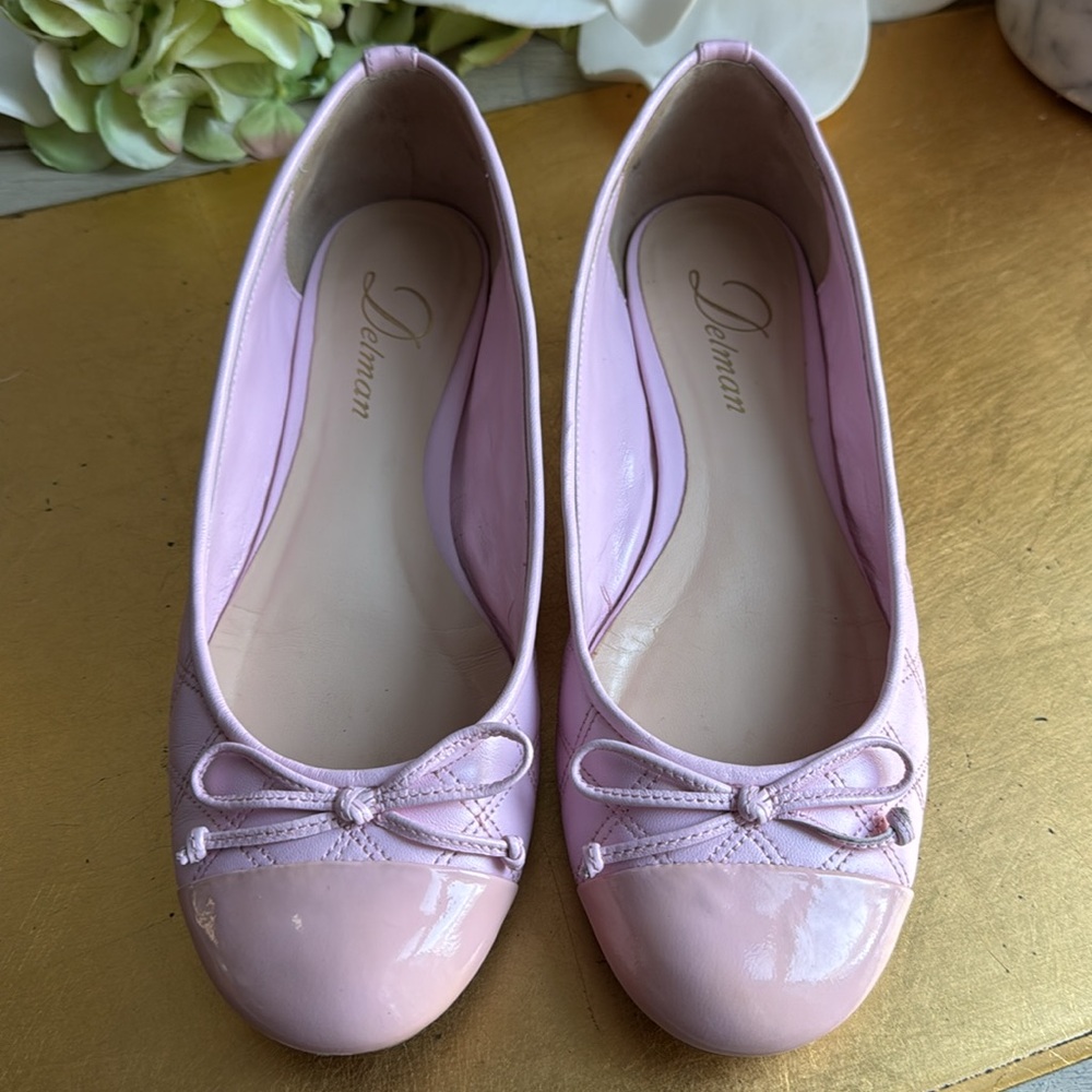 Delman Willa Quilted Ballet Flat in Pink Leather - Picture 2 of 16